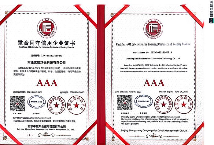 重合同守信用企业证书